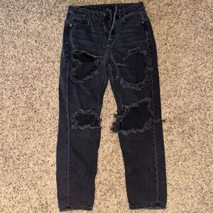 Distressed mom jeans